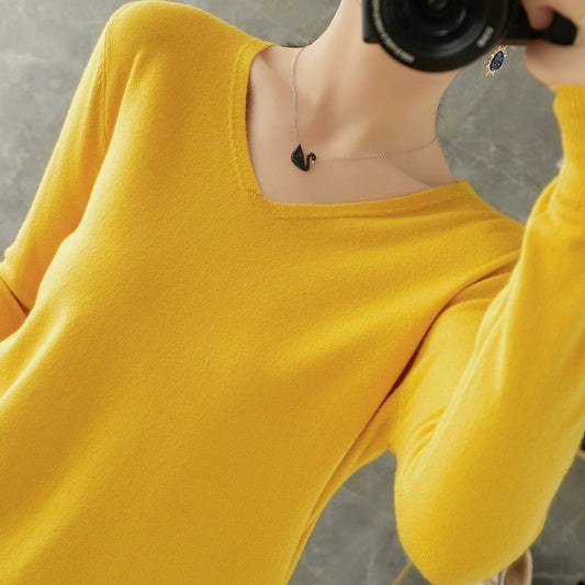 Spring and Autumn V-neck Thin Long Sleeves Fashion Tops Cashmere Sweater