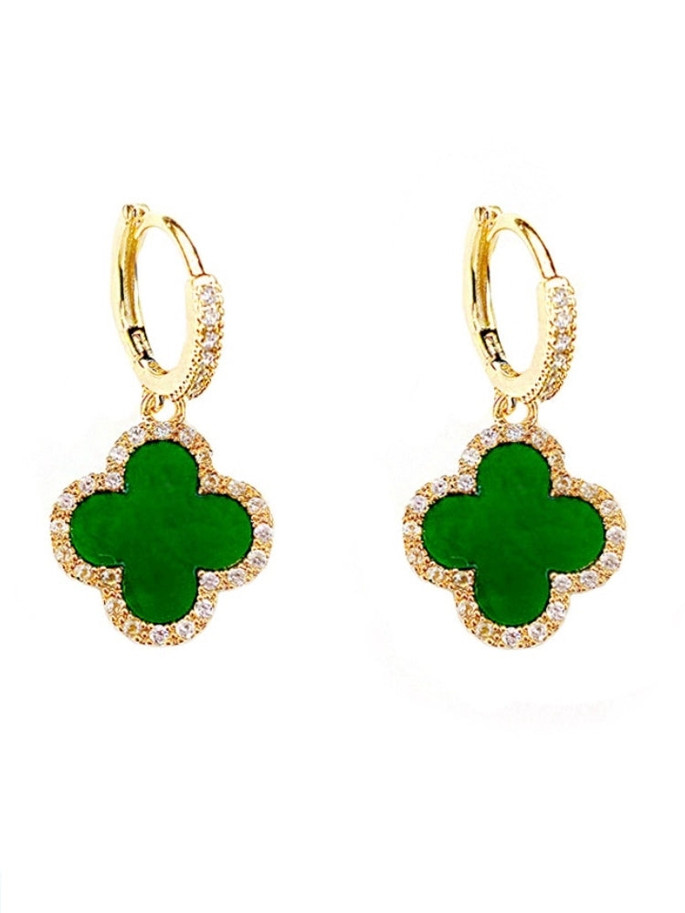 Classic Style Red Female Fashion Ear Jewelry Four-Leaf Clover