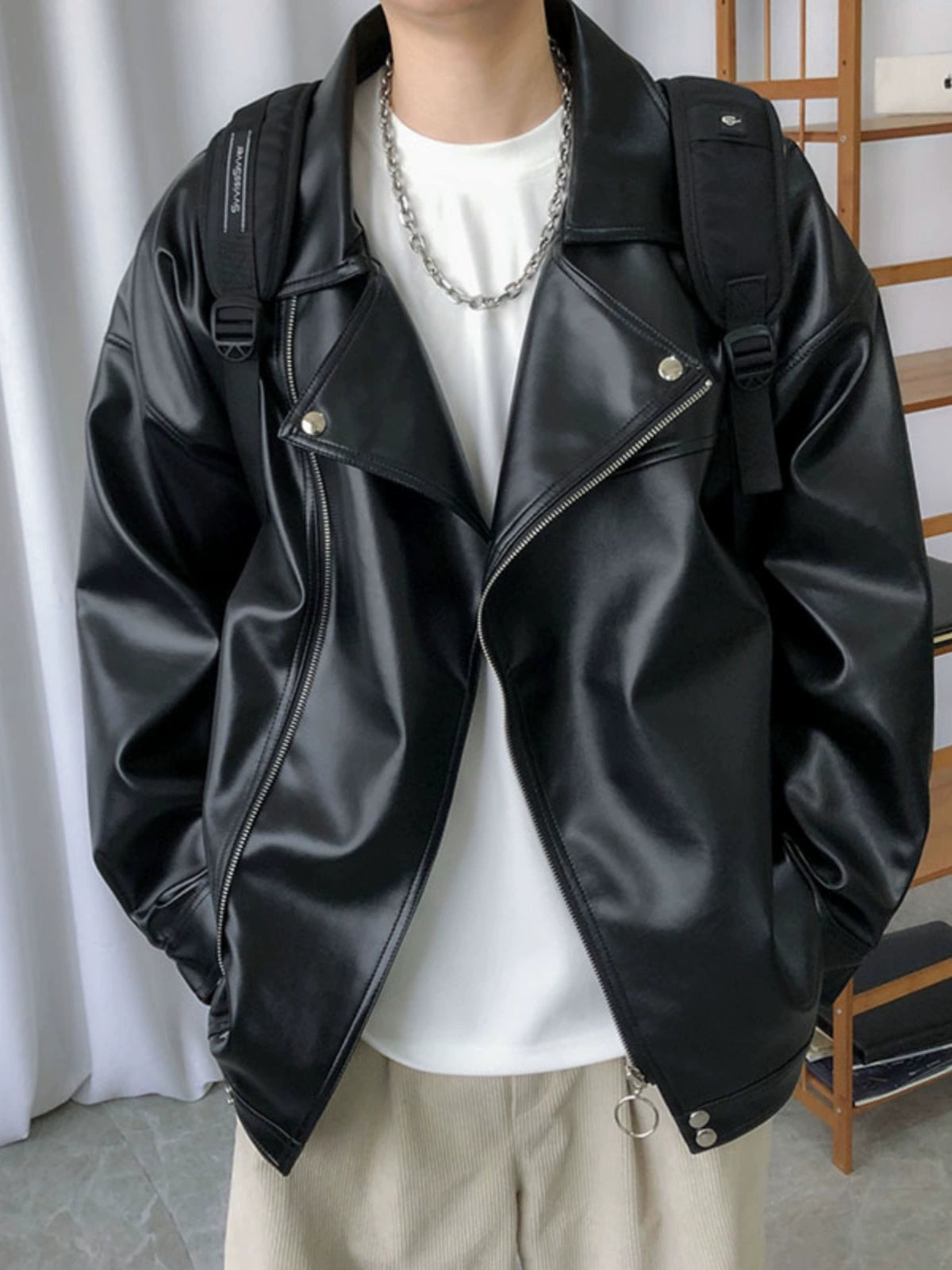 Jacket Handsome Pilot Loose Fashion Brand Lapel Leather Coat