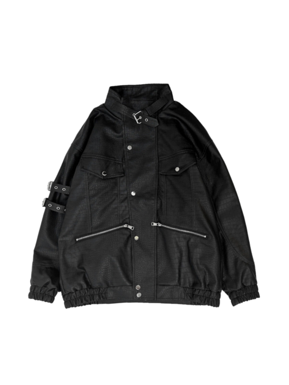 Mechanical Style Handsome Fancy Retro Leather Jacket Parka