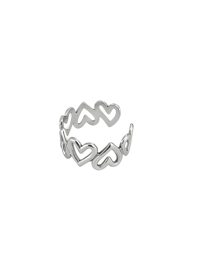 Bolo Cut Out Steel Niche Female Heart-Shaped Ring Opening