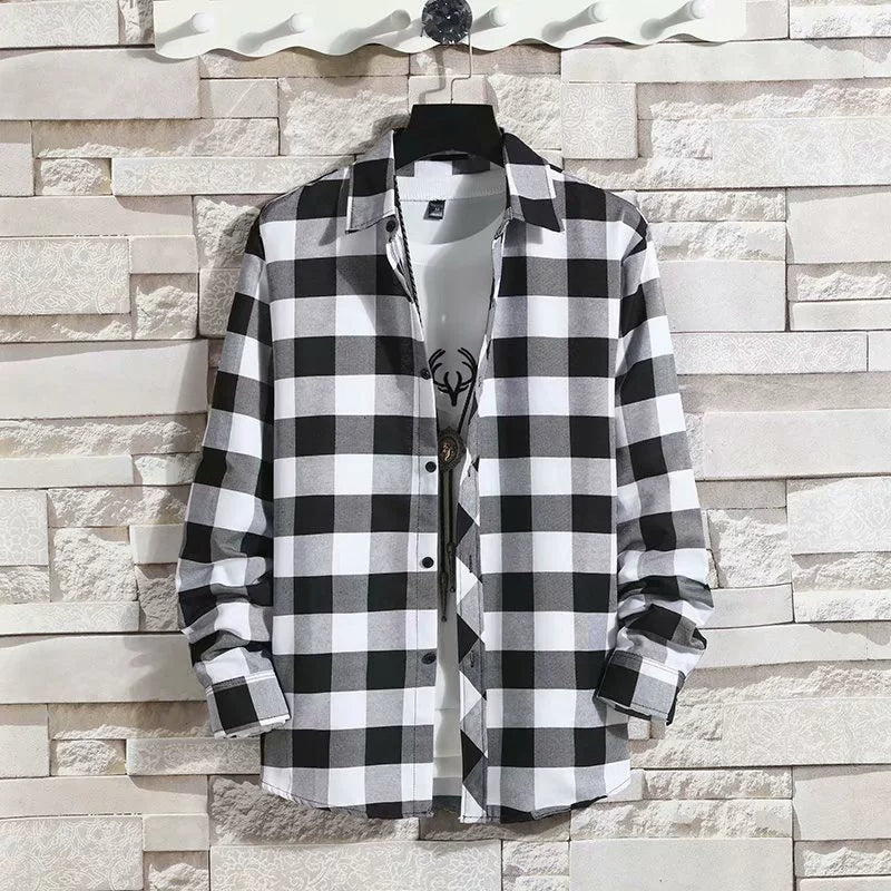 Plaid Trendy Casual Bottoming Shirt