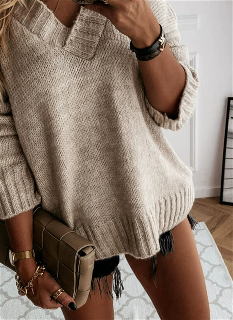 Winter Sweater V-neck Women Knit Tops