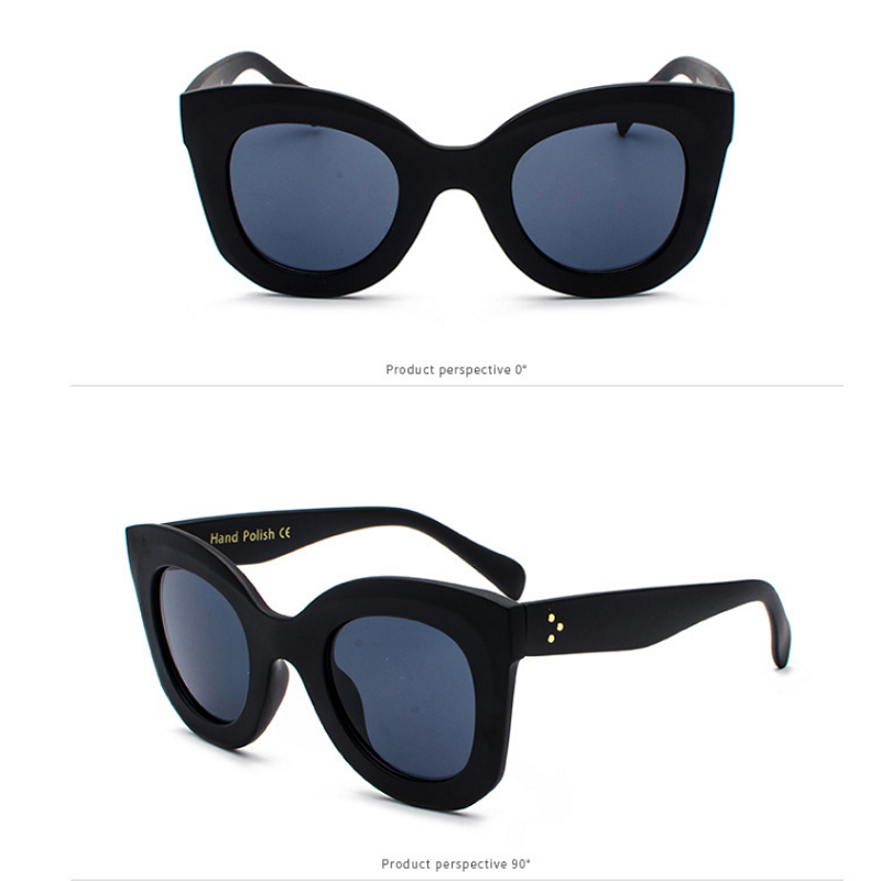 Cross-Border New Arrival Cat Eye Sunglasses Fashion Large Square Frame Three-Point Glasses Female Hong Kong Style Sunglasses Street Shooting Decoration Car