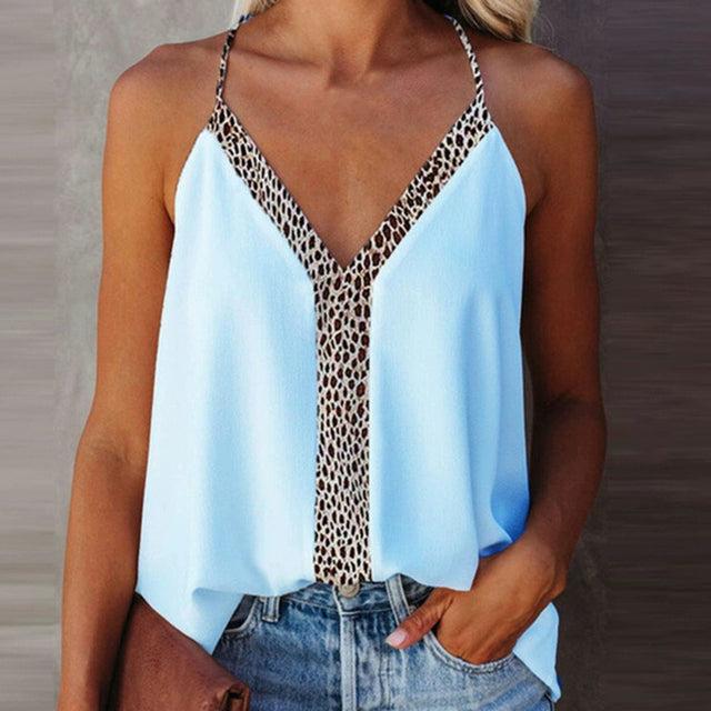 V-neck Leopard Print Sling Top