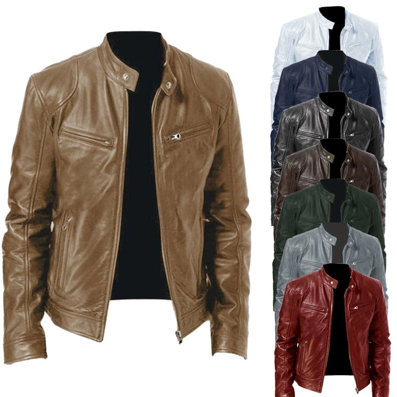 Men's Leather Jacket Bomber Motorcycle Biker Jackets Men's PU Leather Jacket