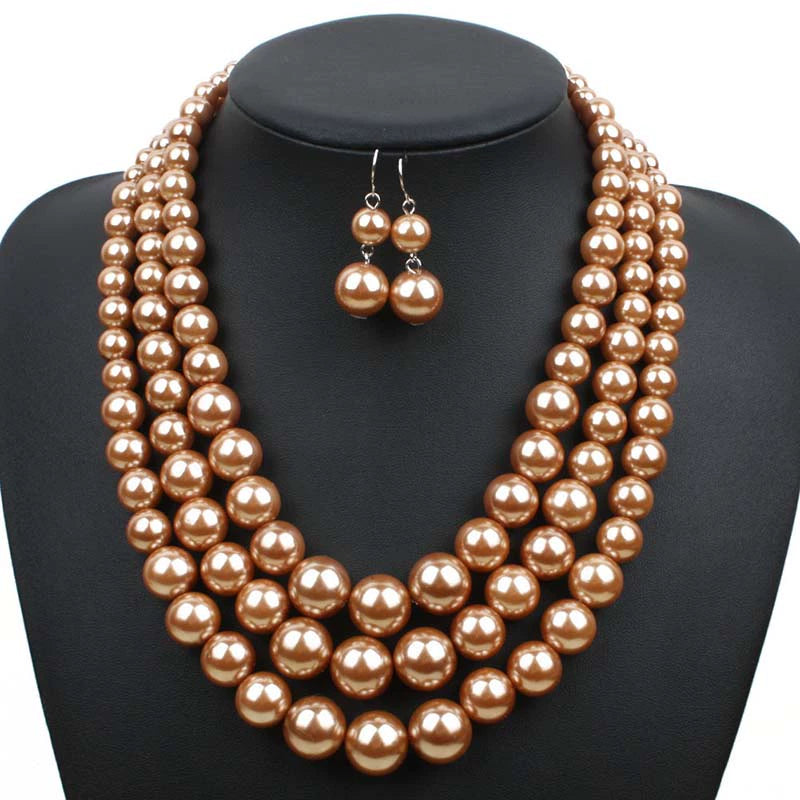 Trendy Earrings Women's Exaggerated Formal Dress Accessories Pearl Necklace