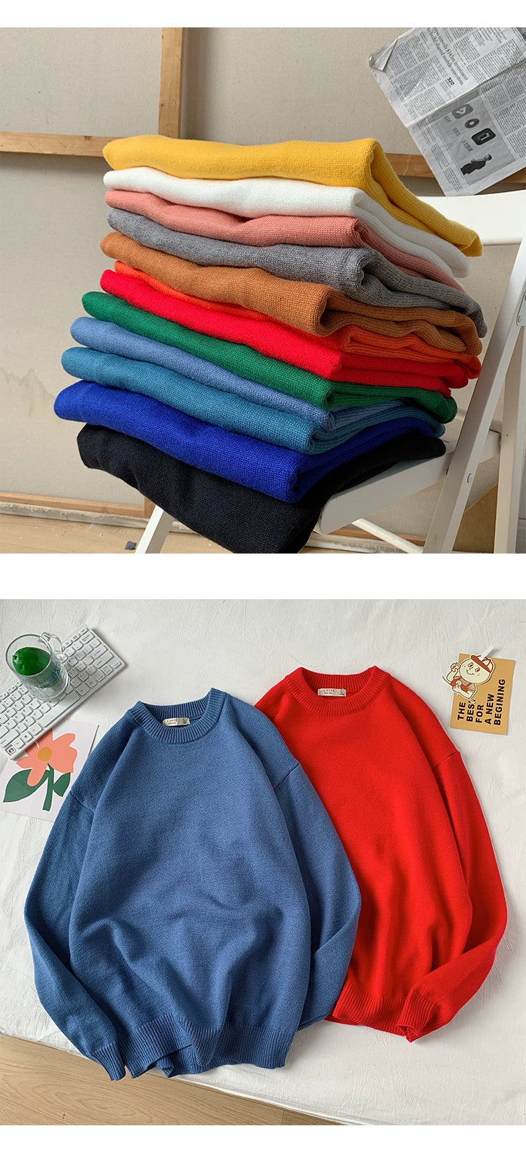 K-style Men and Women Ins Hong Kong Style Handsome Couple Sweater