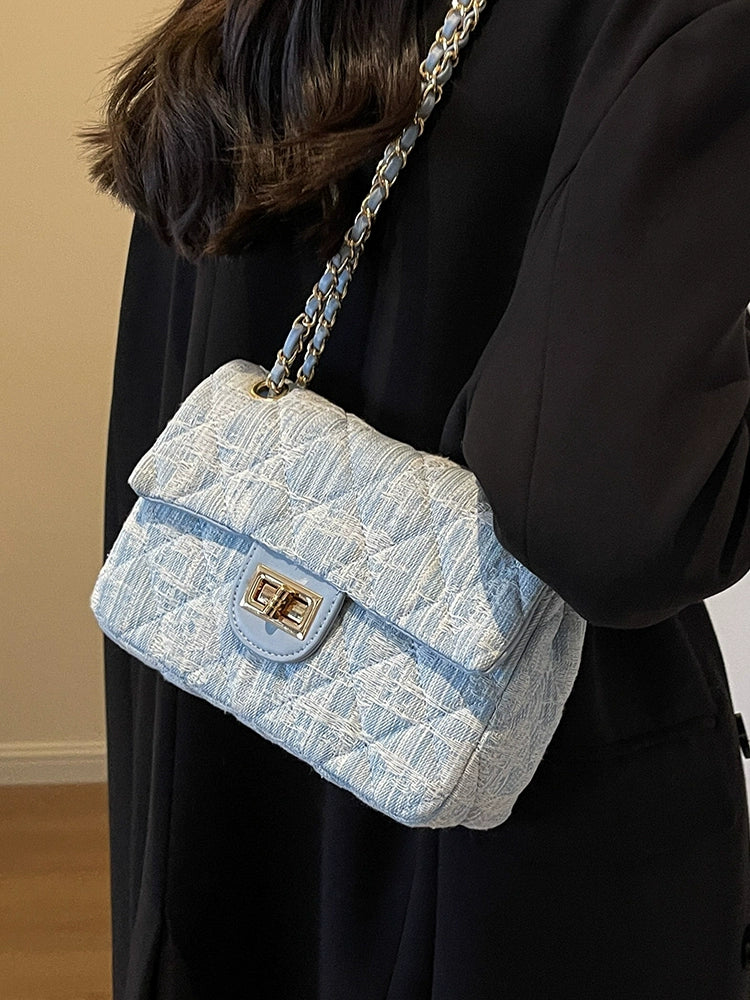 Women's Denim Quilted Best Selling Chain Bag