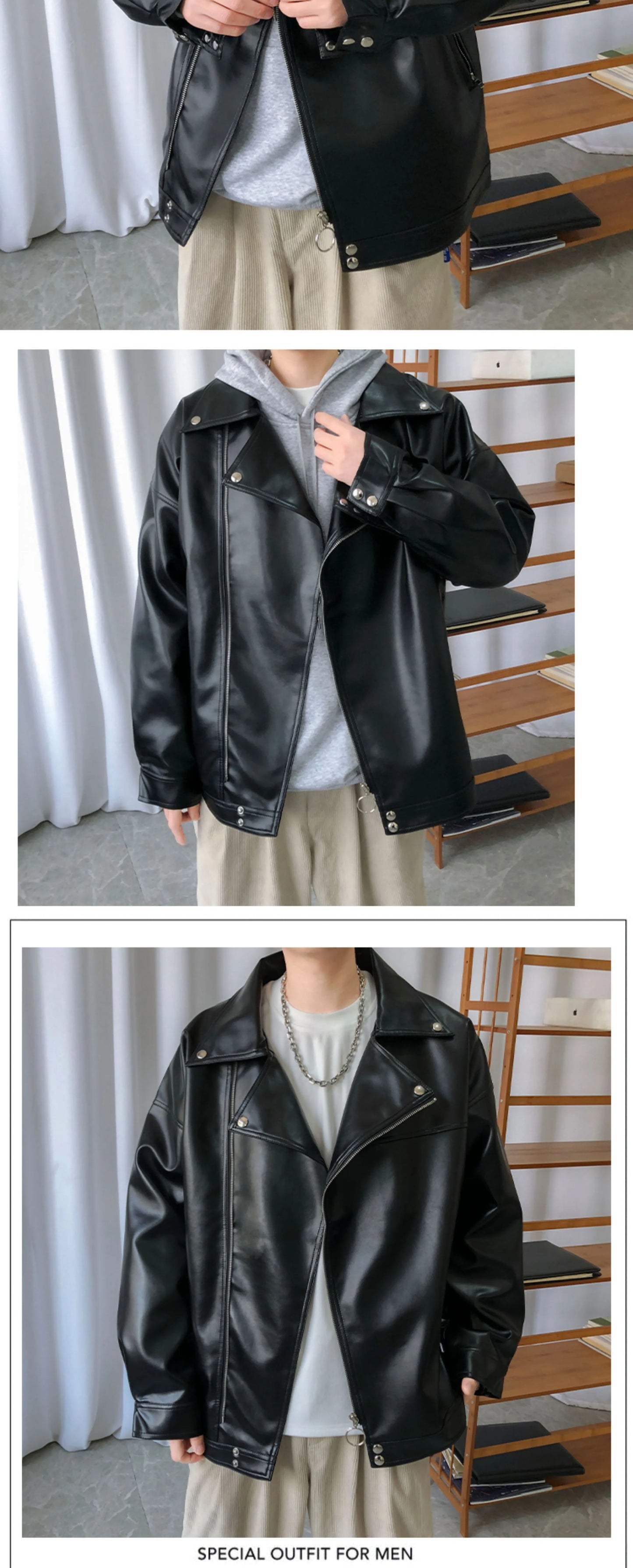 Jacket Handsome Pilot Loose Fashion Brand Lapel Leather Coat