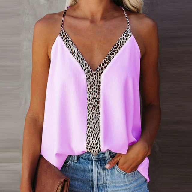 V-neck Leopard Print Sling Top