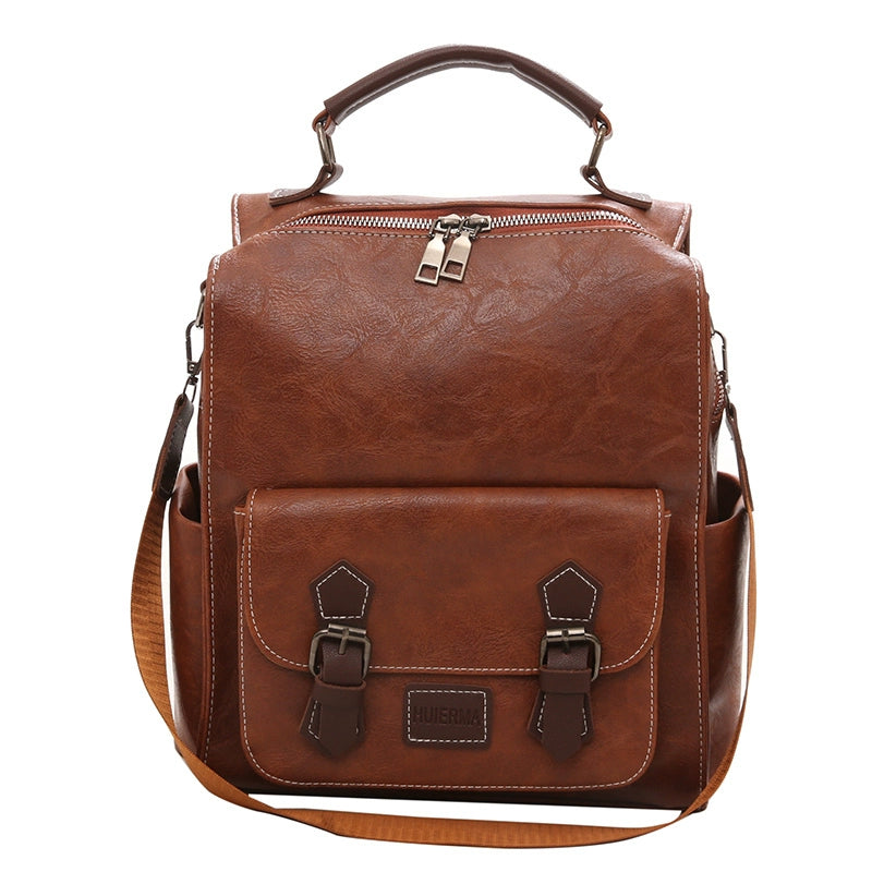 Pu Retro British Simple All-Match Women Travel Backpack