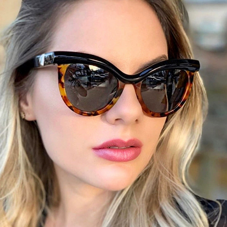 Cat Eye Sunglasses Eyebrows New Arrival Fashion Trendy Cross-Border Sunglasses Retro Personalized and Slim-Looking Sun Glasses Concave Shape