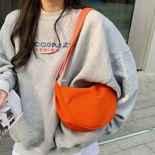 UJIA Minority Simple Dumpling Bag New New Nylon Female Waist Messenger Bag All-Matching and Lightweight Shoulder Bag Underarm Bag