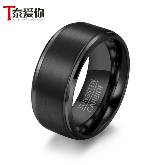 Tai Love You Matte Brushed Minimalist Tungsten Steel Cool Ring