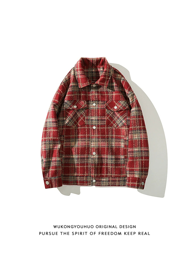 Wukong Is Available Plaid Lapel Autumn Loose Shirt