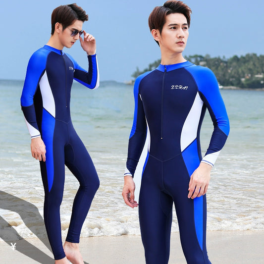 One-Piece Diving Suit Men Professional Long Sleeves Pants Sun Protection for Whole Body Quick-Drying Hot Spring Bathing Suit Suit Teenagers