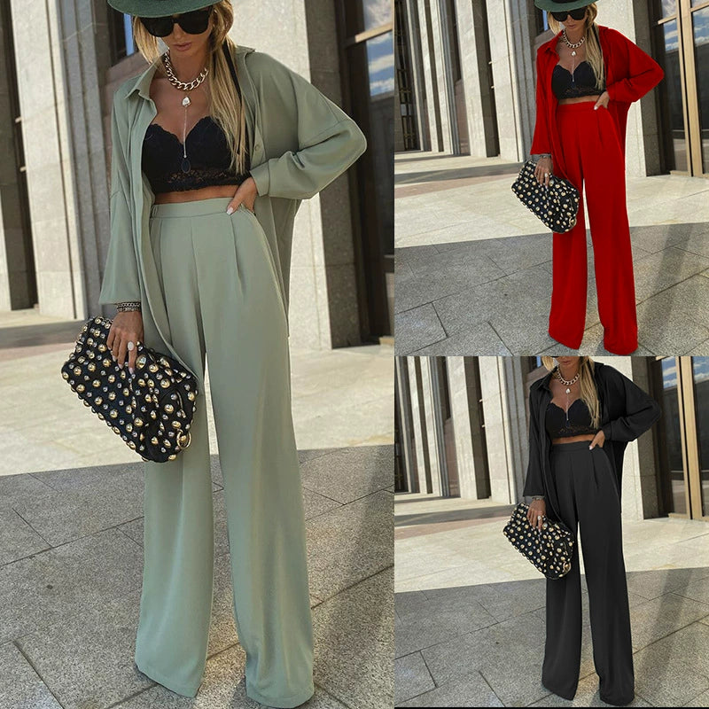 Sun Protection Shirt Wide Leg Pants Two Piece Set Wide Leg Two-piece Set