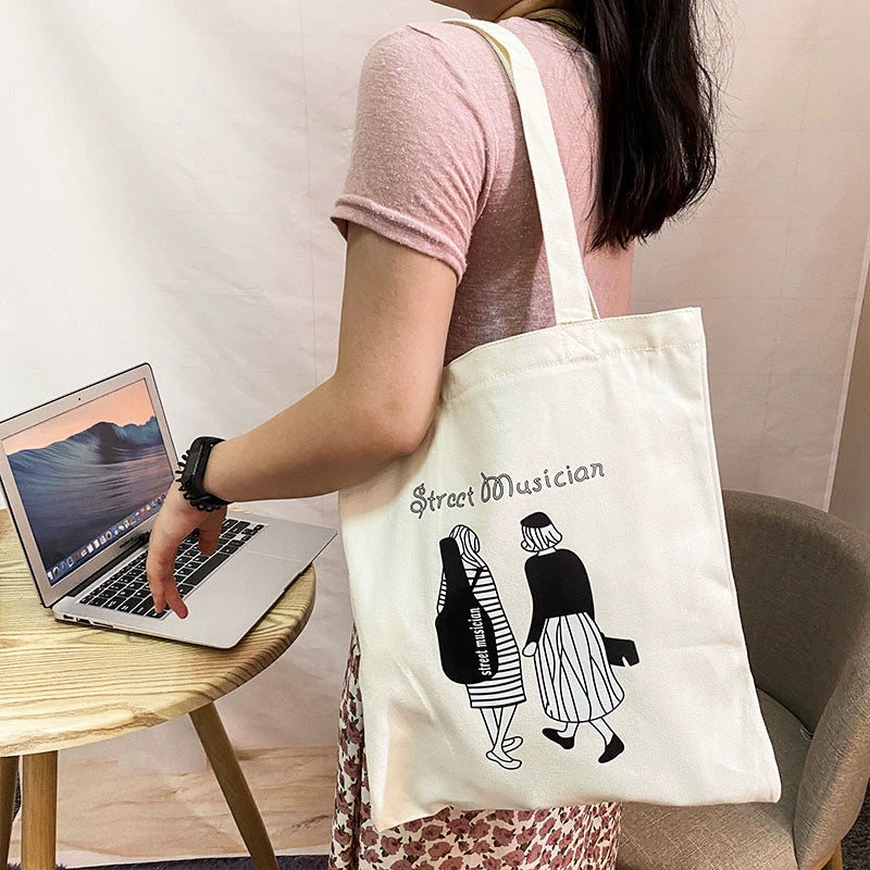 Artistic One-Shoulder Large Capacity Tote Canvas Bag