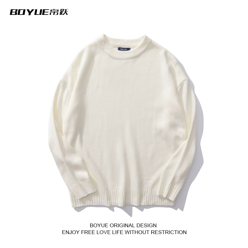 Boyue Casual Simple Hong Kong Style round Neck Sweater