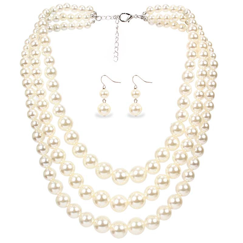 Trendy Earrings Women's Exaggerated Formal Dress Accessories Pearl Necklace