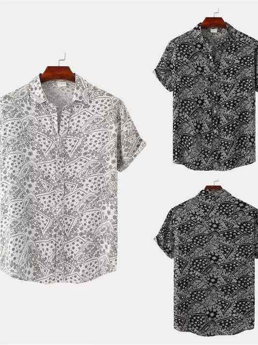 Summer New Ins Trendy Printed Shirt Fashion plus Size Men's Short Sleeve Shirt Loose Men Shirts