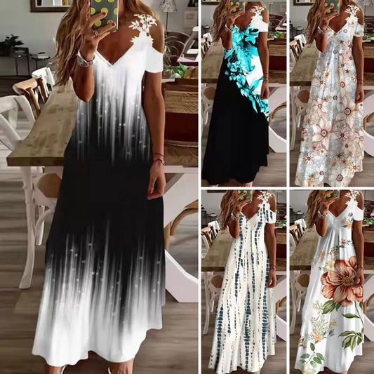 Summer V-neck Loose Long Dress