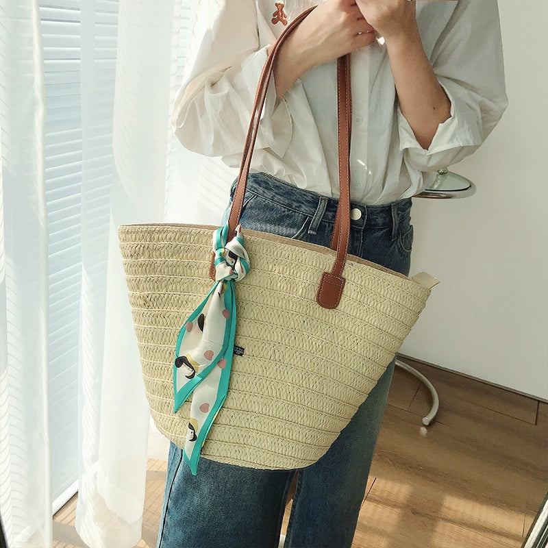 Mori Style Shoulder Bag Casual Vacation Photo Shoot Straw Bag