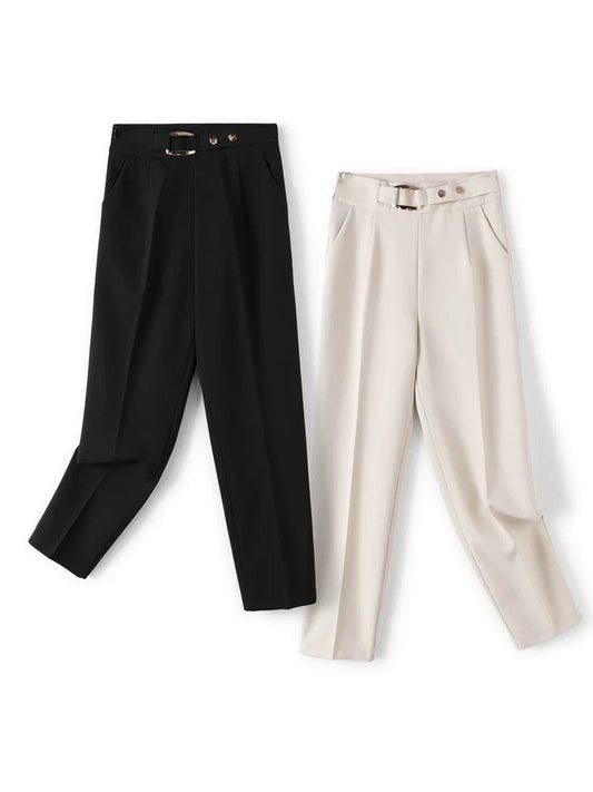 Solid Color All-Match Slim Casual Pants Solid Color Versatile Slim-Fit Women