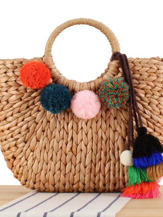 Store Manager Recommended New Natural Corn Husk Hand-Woven Bag Mori Style Hand Carrying Vegetable Basket Straw Bag Large Capacity Women's Bag