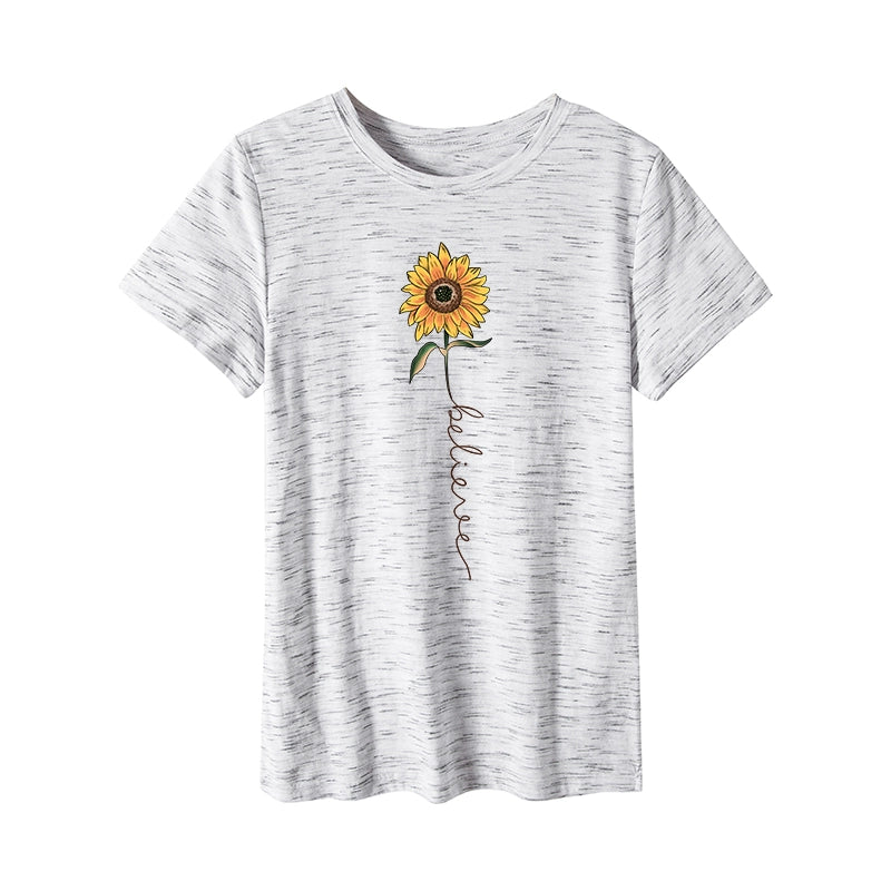 European and American Sunflower Top T-shirt with Short Sleeves