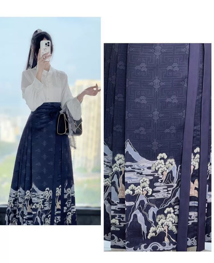 A Beautiful Land Ming Collar Daily Horse-Face Skirt Hanfu