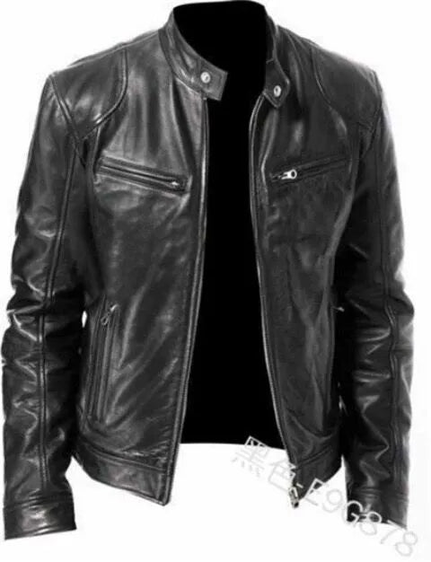 Men's Leather Jacket Bomber Motorcycle Biker Jackets Men's PU Leather Jacket