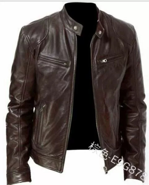 Men's Leather Jacket Bomber Motorcycle Biker Jackets Men's PU Leather Jacket