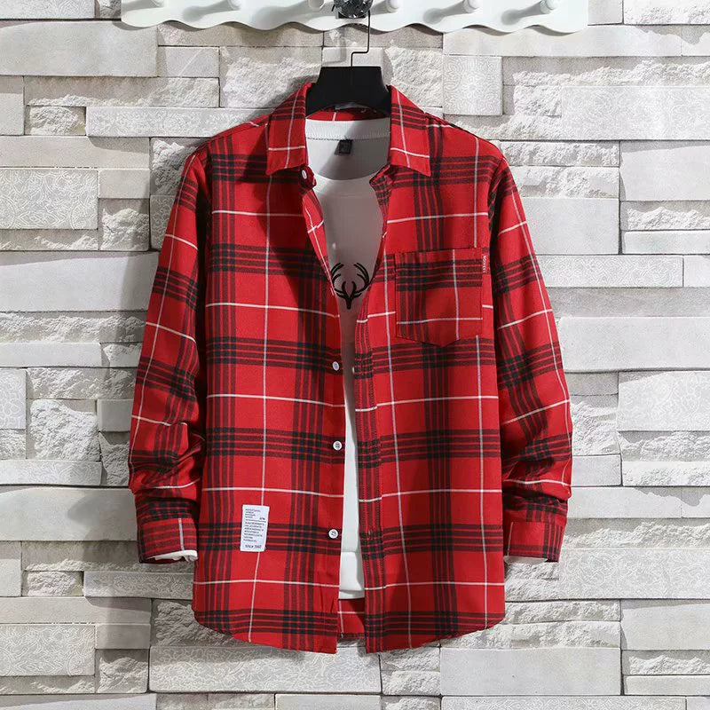 Plaid Trendy Casual Bottoming Shirt