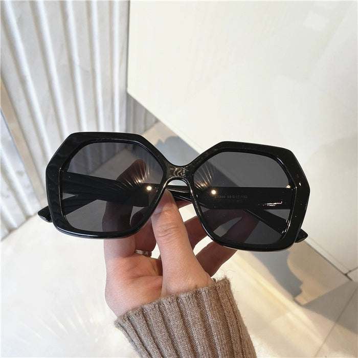 Fashion Style Super Cool Concave Shape Street Shot Sunglasses Stylish Big Rim round Face Face Small Jelly Color Fashionable Sun Glasses