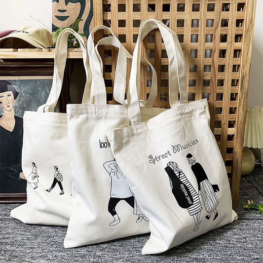 Artistic One-Shoulder Large Capacity Tote Canvas Bag