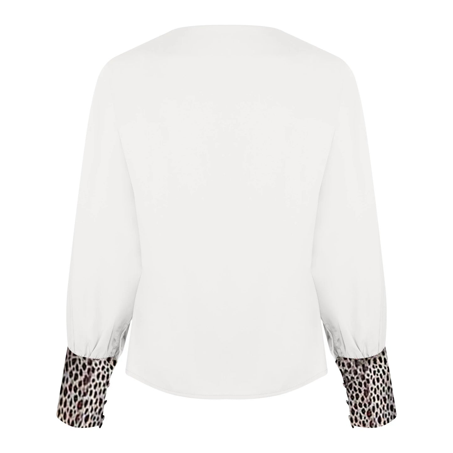 Women's Ins V-neck Leopard Print Thin Casual Long Sleeve Top