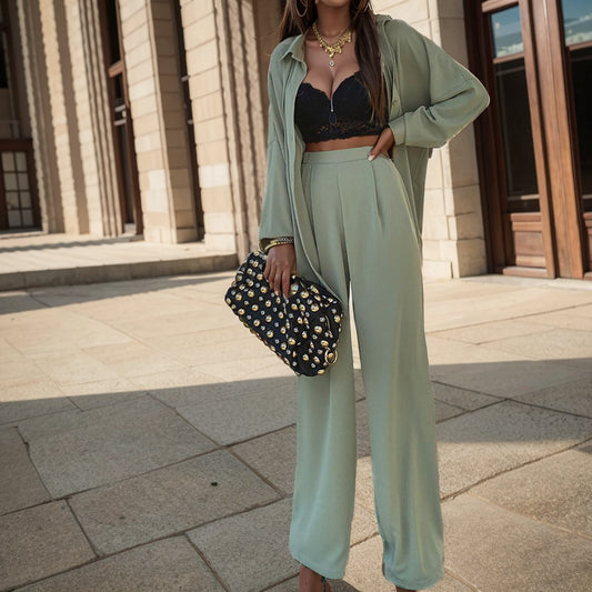 Sun Protection Shirt Wide Leg Pants Two Piece Set Wide Leg Two-piece Set