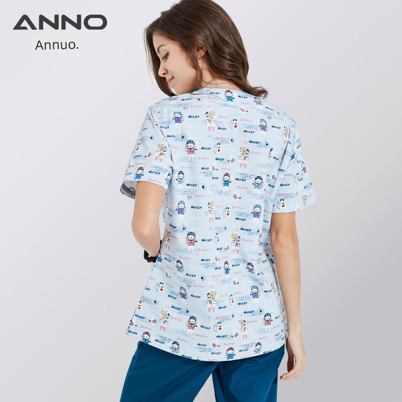 Annuo Printed Nurse Doctor's Pediatric Comfortable Work Clothes