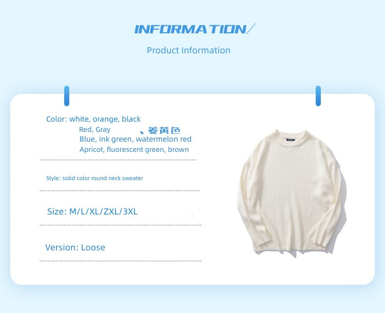 Boyue Casual Simple Hong Kong Style round Neck Sweater