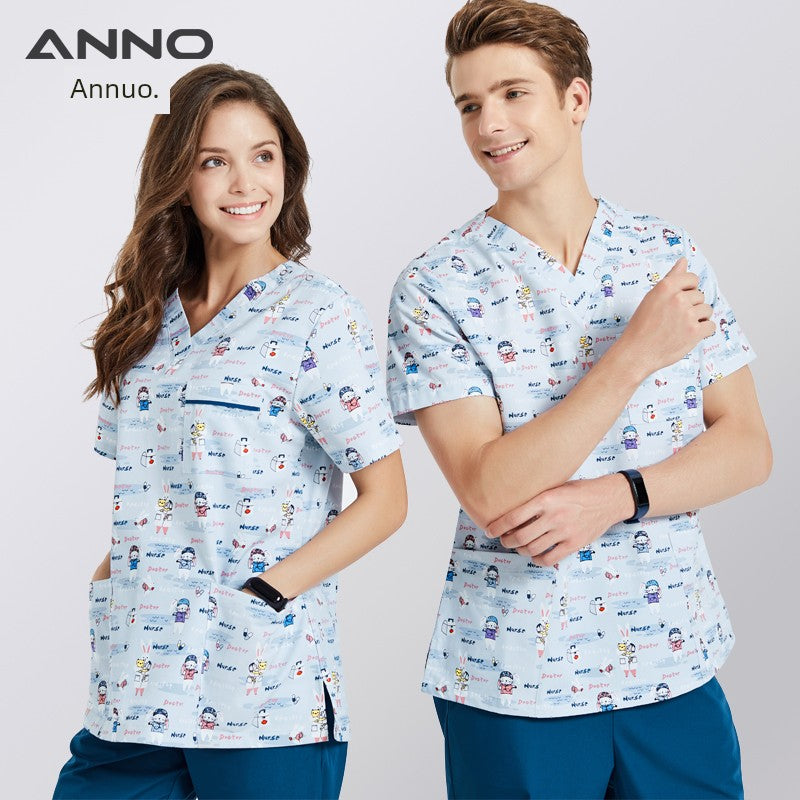 Annuo Printed Nurse Doctor's Pediatric Comfortable Work Clothes