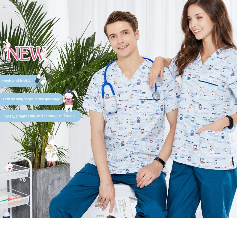 Annuo Printed Nurse Doctor's Pediatric Comfortable Work Clothes