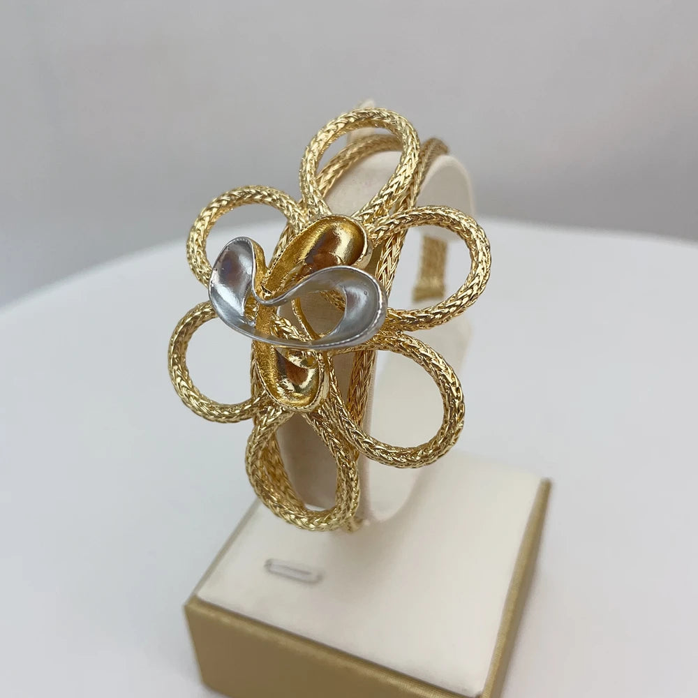 Luxury Design Gold Color Jewelry Set For Women Quality Trending Necklace Earrings Bracelet And Ring Wedding Party FHK21940