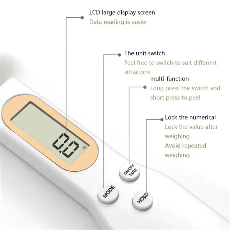 LCD Digital Measurement Adjustable Weighing Spoon Kitchen Scale Electronic Measuring Spoon Coffee Powder Scale Baking Scale