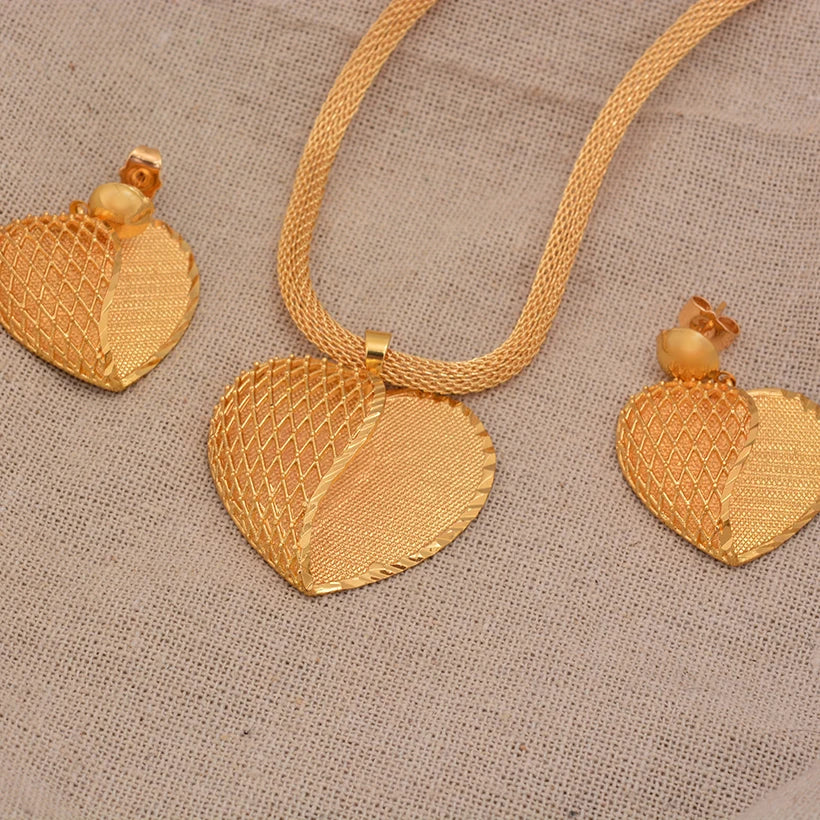 Jewelry Set For Women  Gold Plated With Necklace Pendant Nigerian Wedding Jewelry