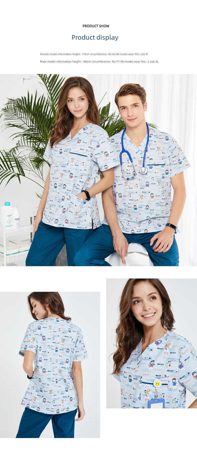 Annuo Printed Nurse Doctor's Pediatric Comfortable Work Clothes