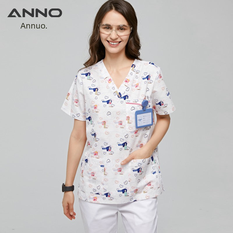 Annuo Printed Nurse Doctor's Pediatric Comfortable Work Clothes