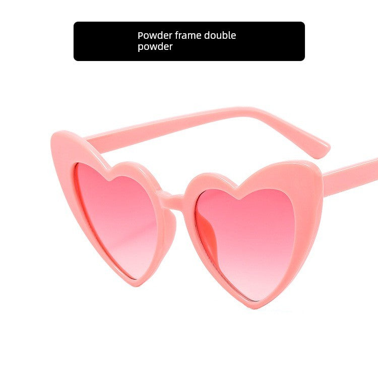 Glasses Retro Female Peach Heart Sand Carving Birthday Sunglasses