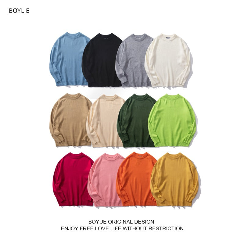 Boyue Casual Simple Hong Kong Style round Neck Sweater